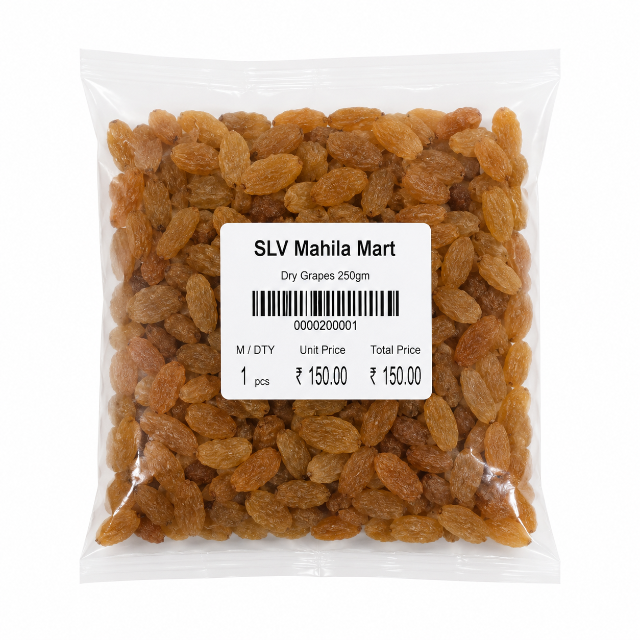 SLV Mahila Mart Brown Raisins / Kishmish Pouch, 250g