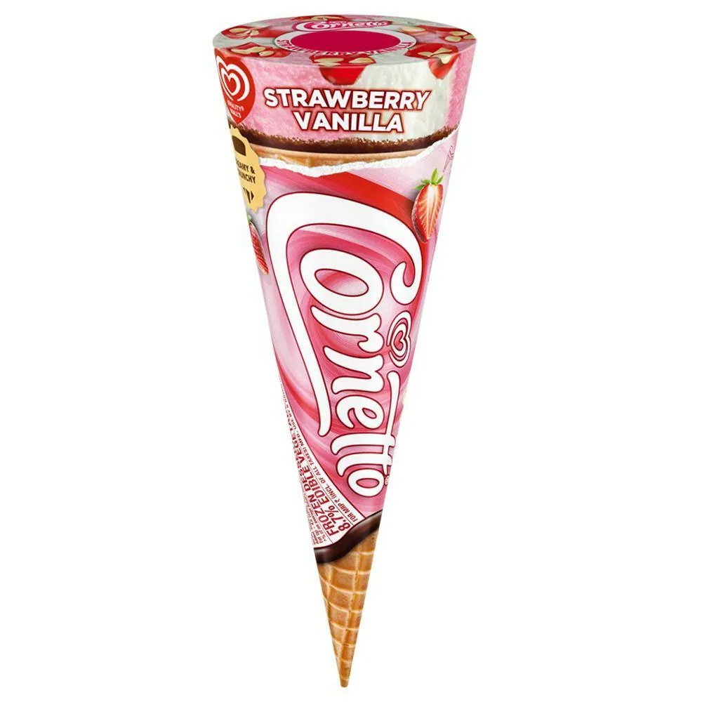 Kwality Wall�s Cornetto Cone Ice Cream - Strawberry Vanilla, 105ml