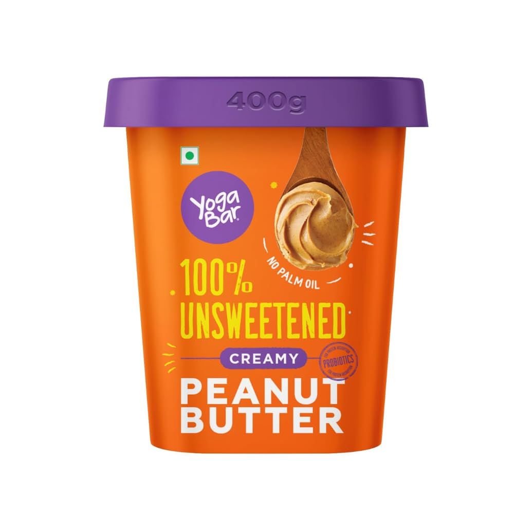 Yogabar Unsweetened Creamy Peanut Butter, 400g