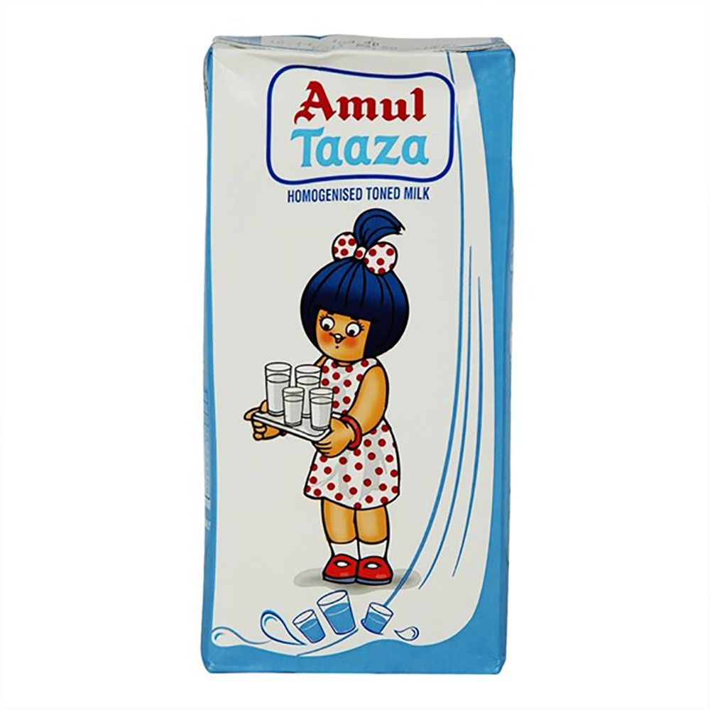 Amul Taaza Homogenised Toned Milk Tetra Pack, 1L