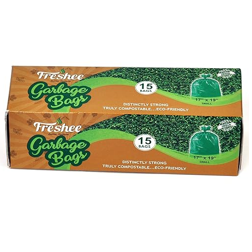 Freshee Green Plastic Biodegradable Garbage Bag - Small, 15pc (17 Inch X 19 Inch)