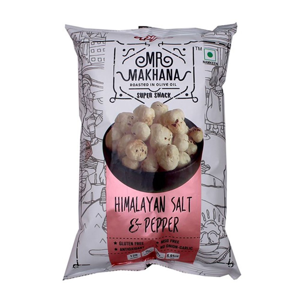 Mr. Makhana Namkeen Pouch - Himalayan Salt & Pepper, 60g
