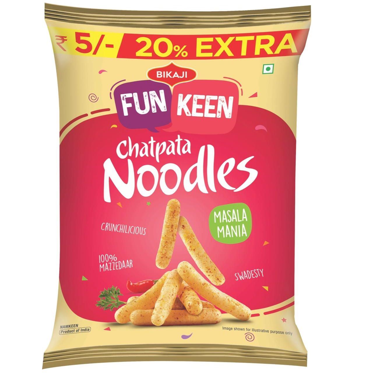 Bikaji (Rs.5) Funkeen Chatapata Noodles, 18g