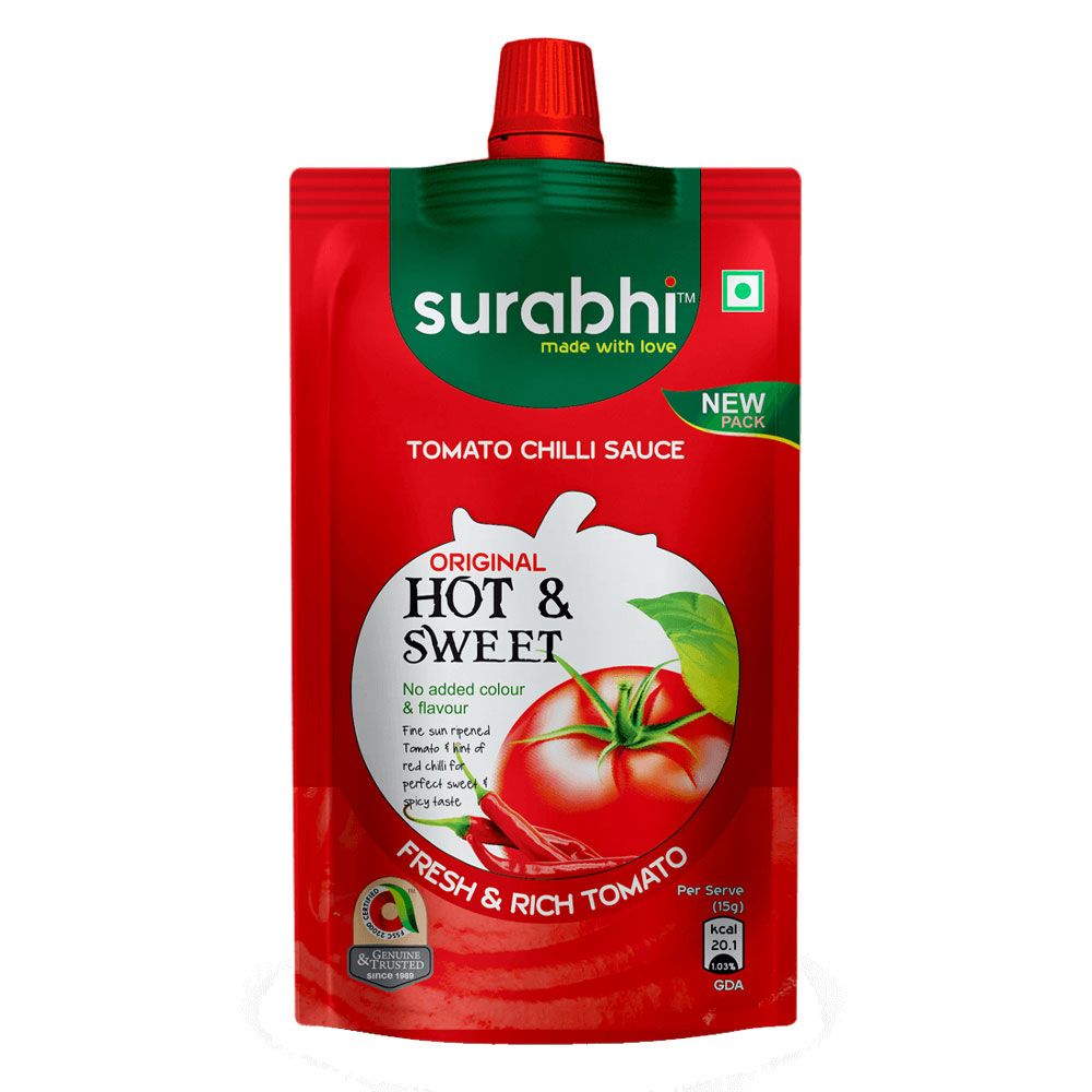 Surabhi Original Tomato Ketchup Pouch - Hot & Sweet, 85g