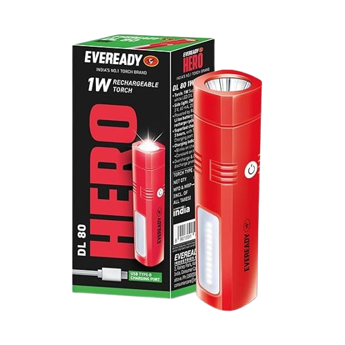 Eveready 1W Hero Rechargeable Led Torch - DL80, 1pc