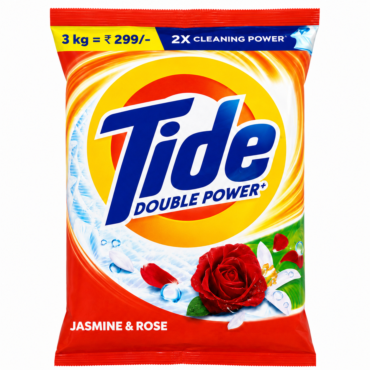 Tide Double Power Detergent Powder Pouch - Jasmine & Rose, 3kg