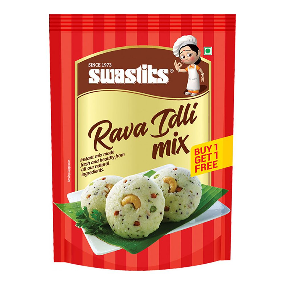 Swastiks Instant Rava Idli Mix Standy Pouch, 500g (Buy 1 Get 1 Free)