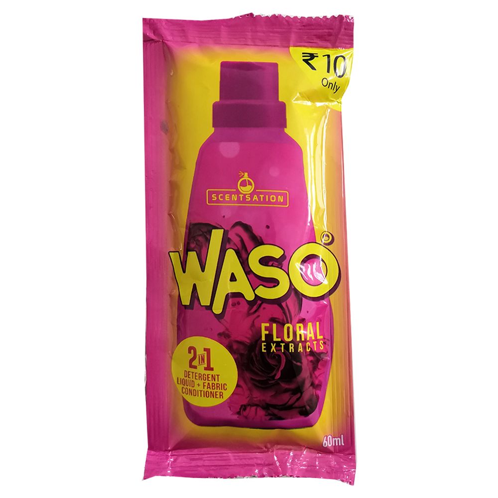 WASO Scentsation 2 in 1 Detergent Liquid & Fabric Conditioner - Floral, 60ml