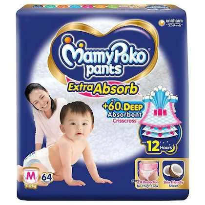 MamyPoko Extra Absorb Diaper Pants - M, 64pc