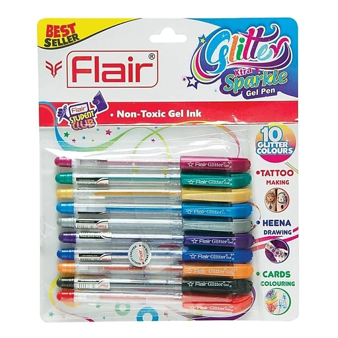 Flair Glitter Gel Pen - Assorted (Set of 10)
