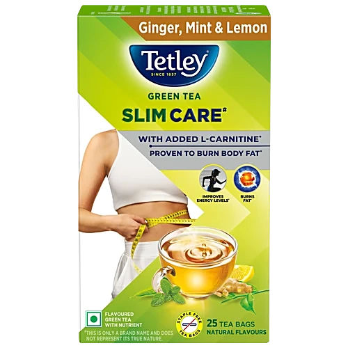 Tetley Slim Care Green Tea Bags - Ginger, Mint & Lemon, 42.5g (1.7g x 25pcs)