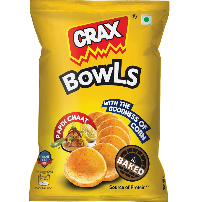 Crax Bowls Puff Snacks - Papdi Chaat, 12g