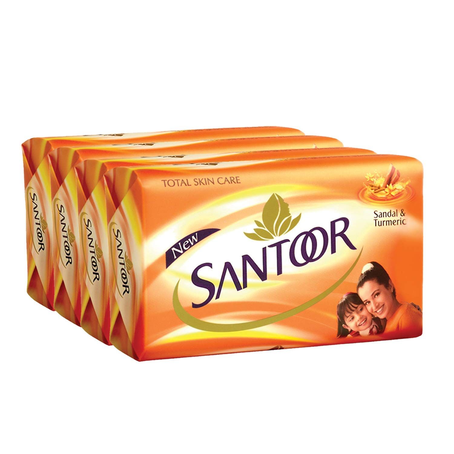Santoor Orange Soap - Sandal & Turmeric, 125g (Set of 4)