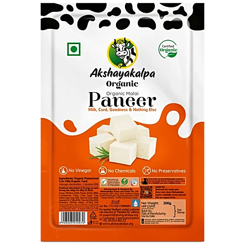 Akshayakalpa Organic Handcrafted Malai Paneer, 200g