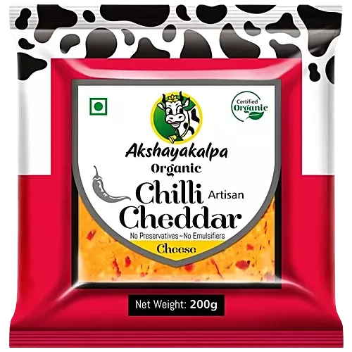 Akshayakalpa Organic Cheddar Cheese Pouch - Chilli, 200g