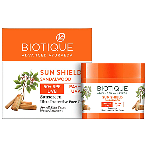 Biotique SPF50 PA+++ Sunscreen Ultra Soothing Cream - Sandalwood, 50g