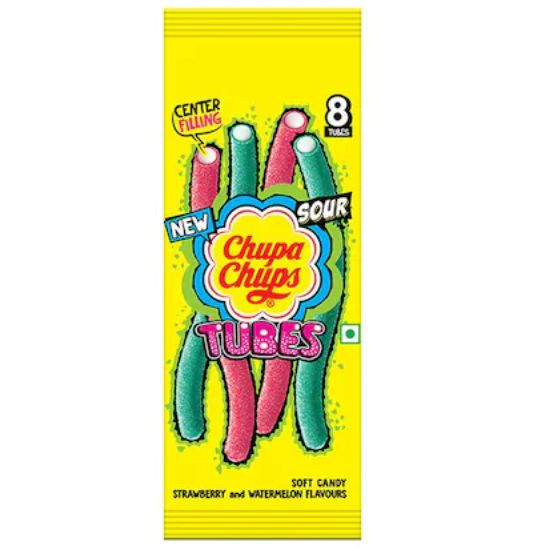 Chupa Chups Sour Tubes Toffee - Assorted, 80g