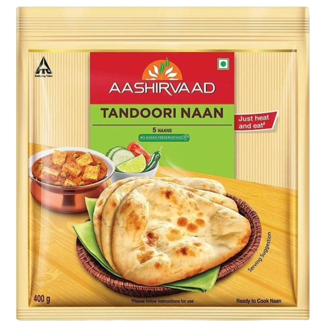 Aashirvaad Ready To Cook Tandoori Naan, 400g