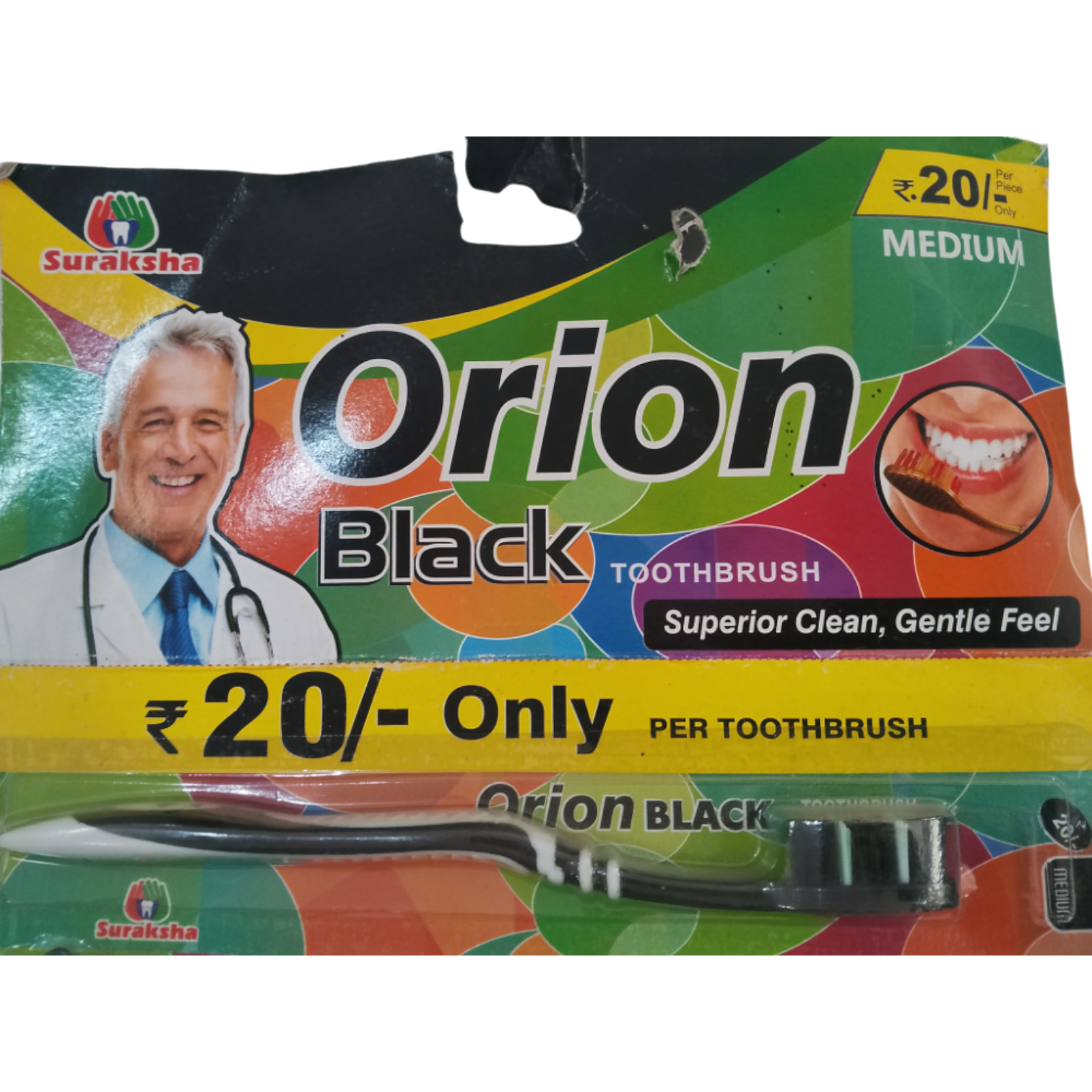 Orion Black Toothbrush - Medium, 1pc