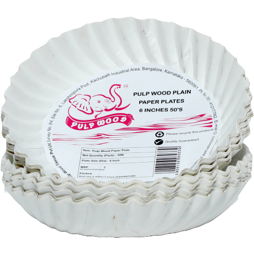 Pulp Wood Plain Paper Plates, 25pc (6 inch)