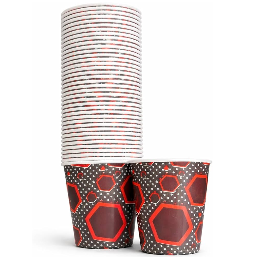 Disposable Paper Cups - Printed, 250ml (Set of 50)