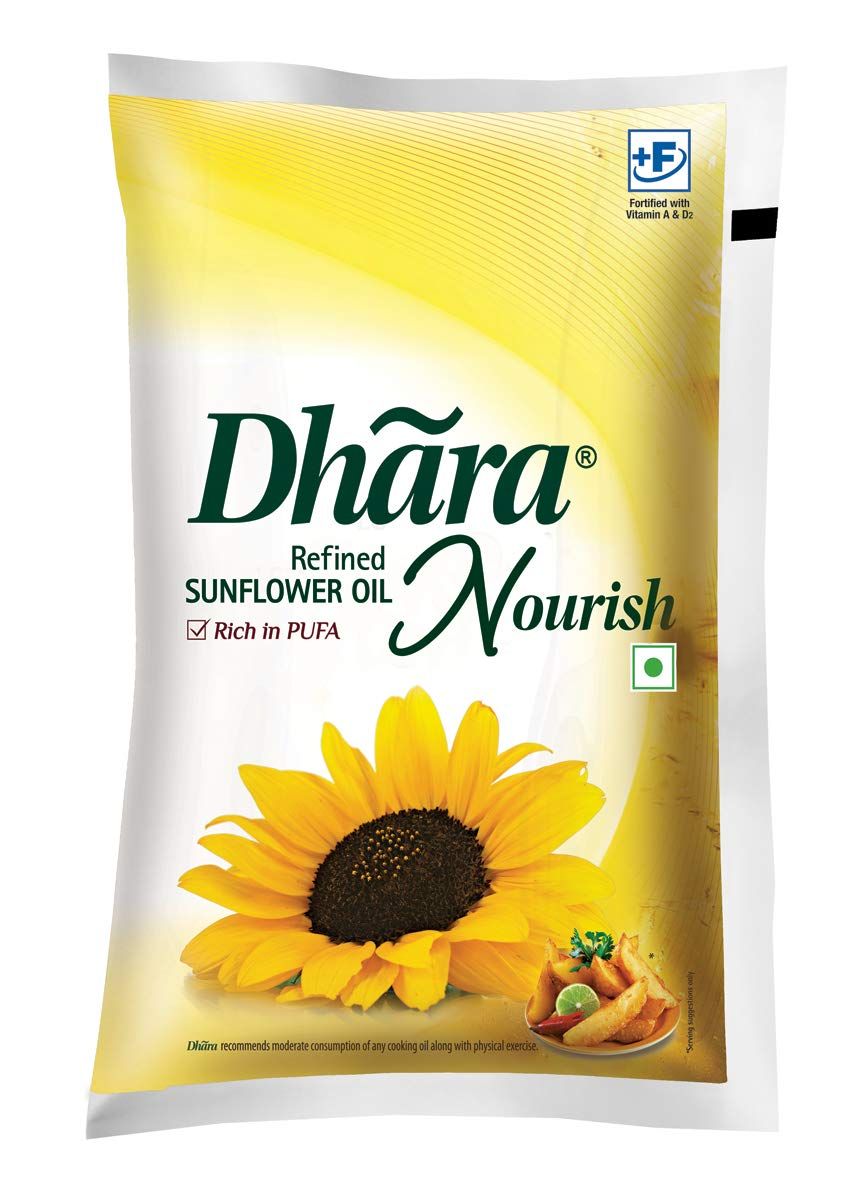 Dhara Sunflower Oil Pouch, 1L