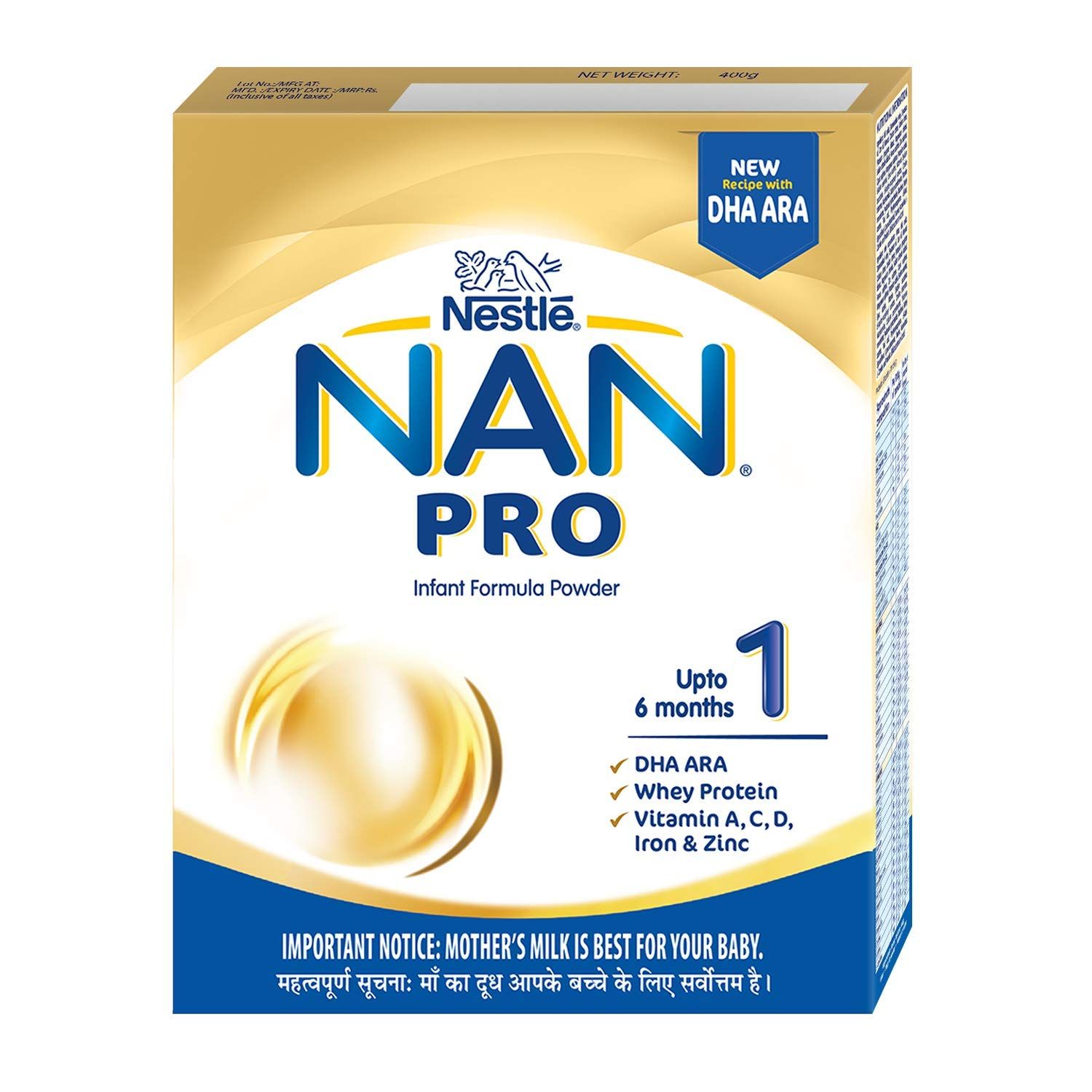 Nestle Nan Pro Stage-1 Follow Up Formula Powder - Upto 6 Months, 400g