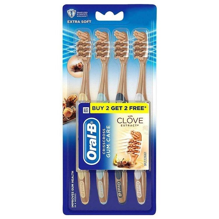 Oral-B Criss Cross Gum Care Toothbrush with Clove Extracts - Extra Soft (Buy 2 Get 2 Free)