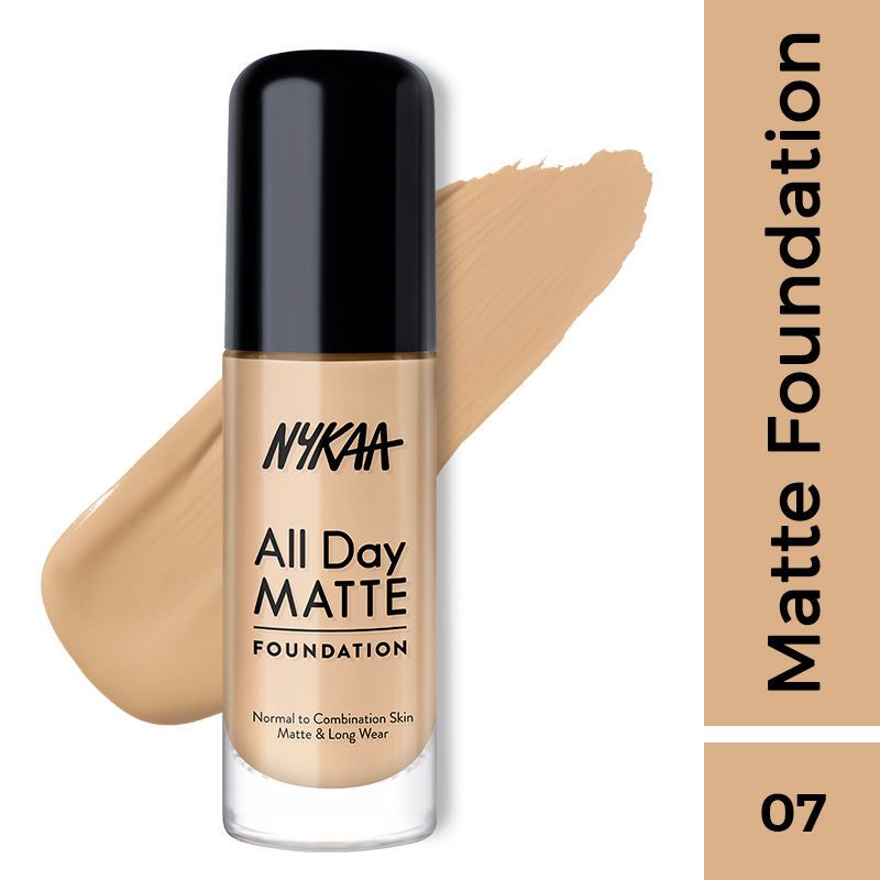 Nykaa All Day Matte Long Wear Liquid Foundation Pump - 07 Sand, 30ml