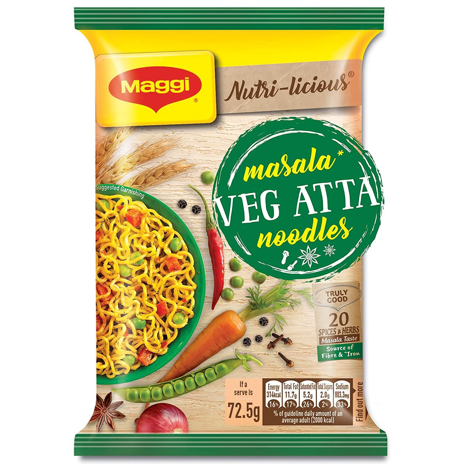 Maggi Nutrilicious Veg Masala Atta Noodles, 72.5g