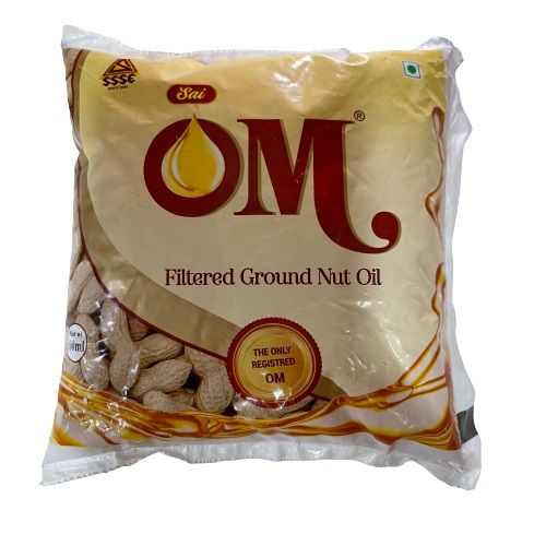 Sai Om Filtered Groundnut Oil Pouch, 500ml