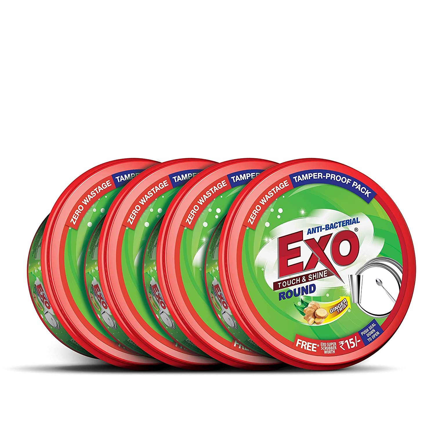 Exo Round Dishwash Bar Tub - Touch & Shine, 700g (Set of 4)