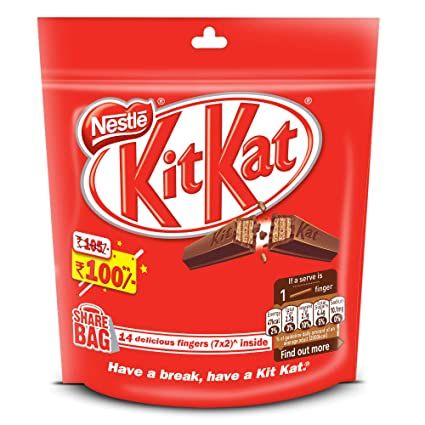 Nestle KitKat 2 Finger Wafer Mini Bar Pouch, 18g (Set of 7)