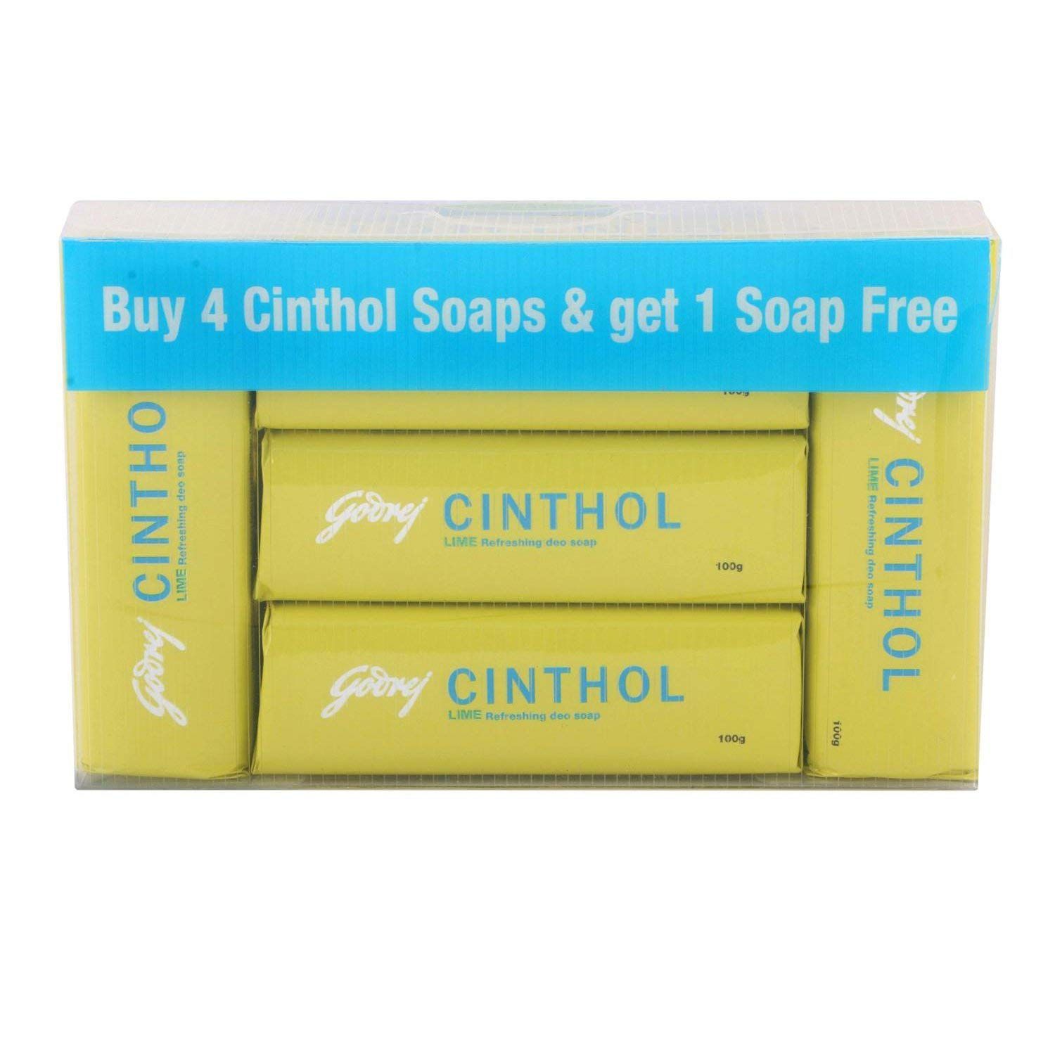Cinthol Lime Soap, 100g (Buy 4 Get 1 Soap Free)
