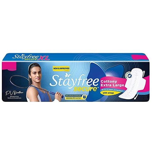 Stayfree Secure Dry Sanitary Pads - XL Wings, 6pcs