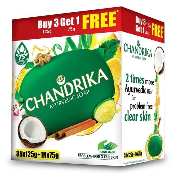 Chandrika Ayurvedic Soap, 125g (Buy 3 Get 75g Free)