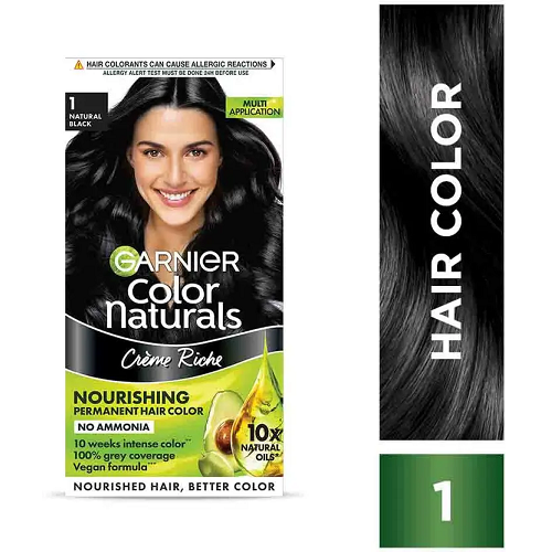 Garnier Color Naturals Creme Hair Colour - Shade 1 Natural Black, 70ml+60g