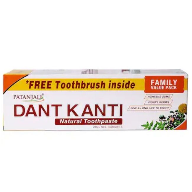 Patanjali Dant Kanti Natural Toothpaste, 200g + 100g (Toothbrush Free)