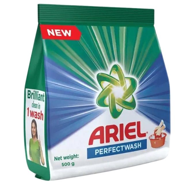 Ariel Detergent Powder Blue Standy Pouch - Perfect Wash, 500g