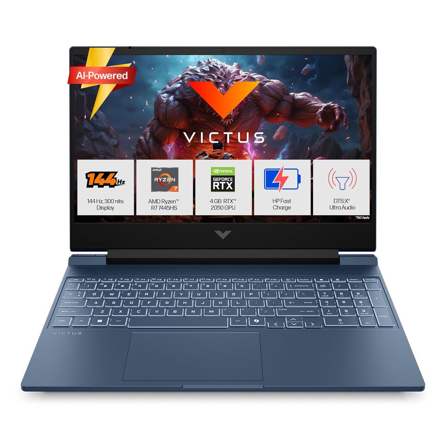 HP | Victus | Full HD Gaming Laptop (15.6 inch, 2.29kg, AMD Ryzen, 16GB, 512GB, Blue)