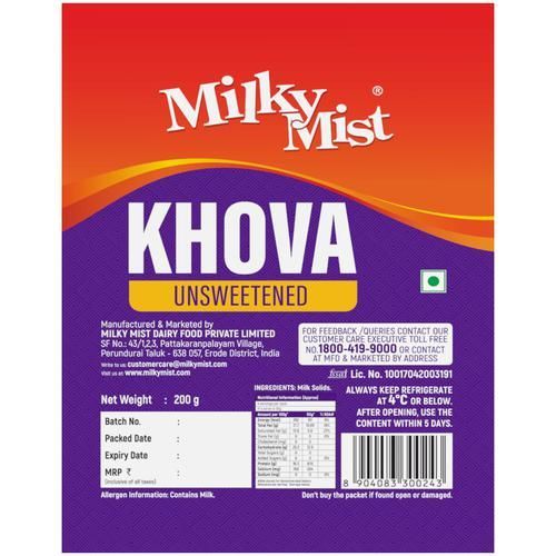 Milky Mist Unsweetened Khova Pouch, 200g