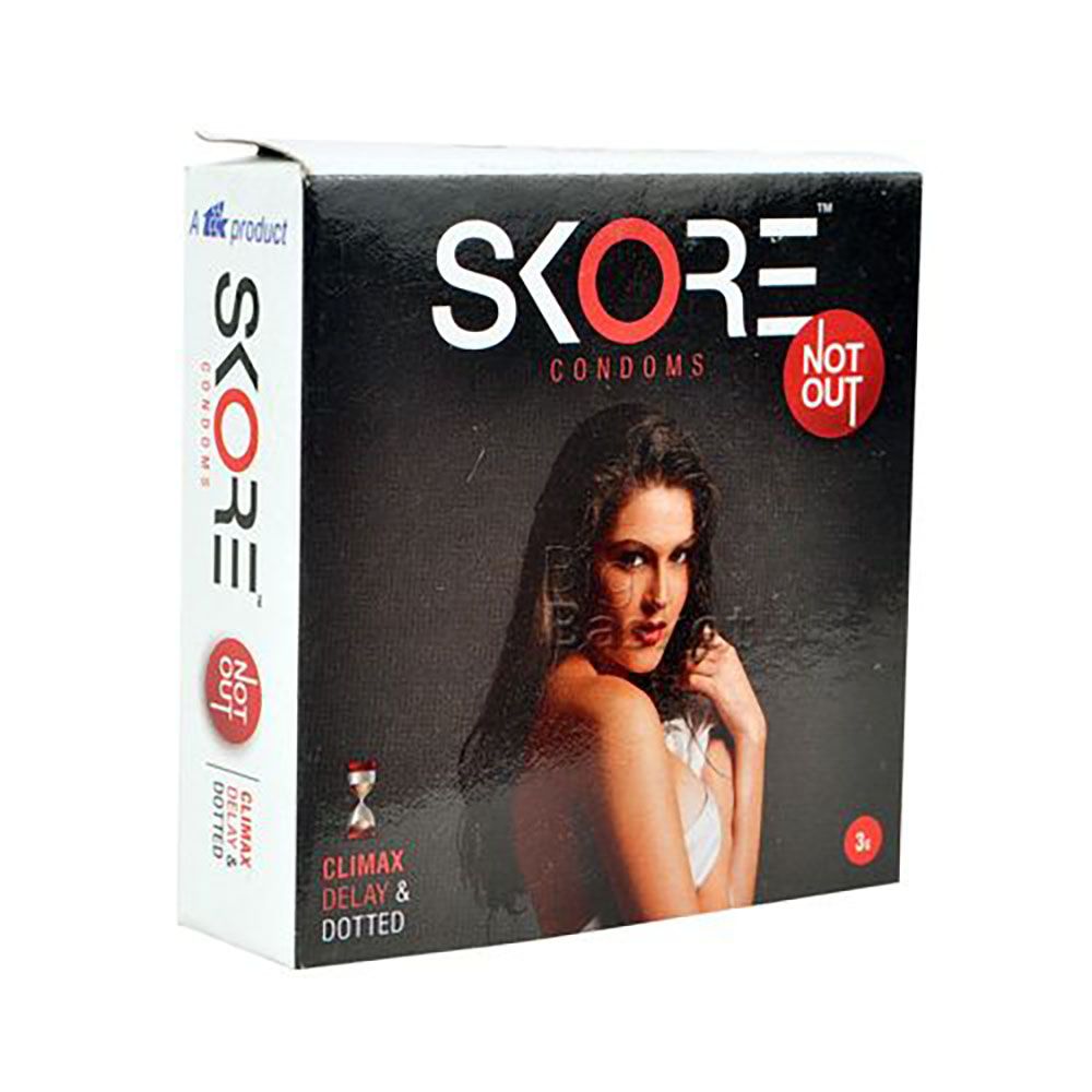 Skore Not Out Condoms - Climax Delay & Dotted, 3pc