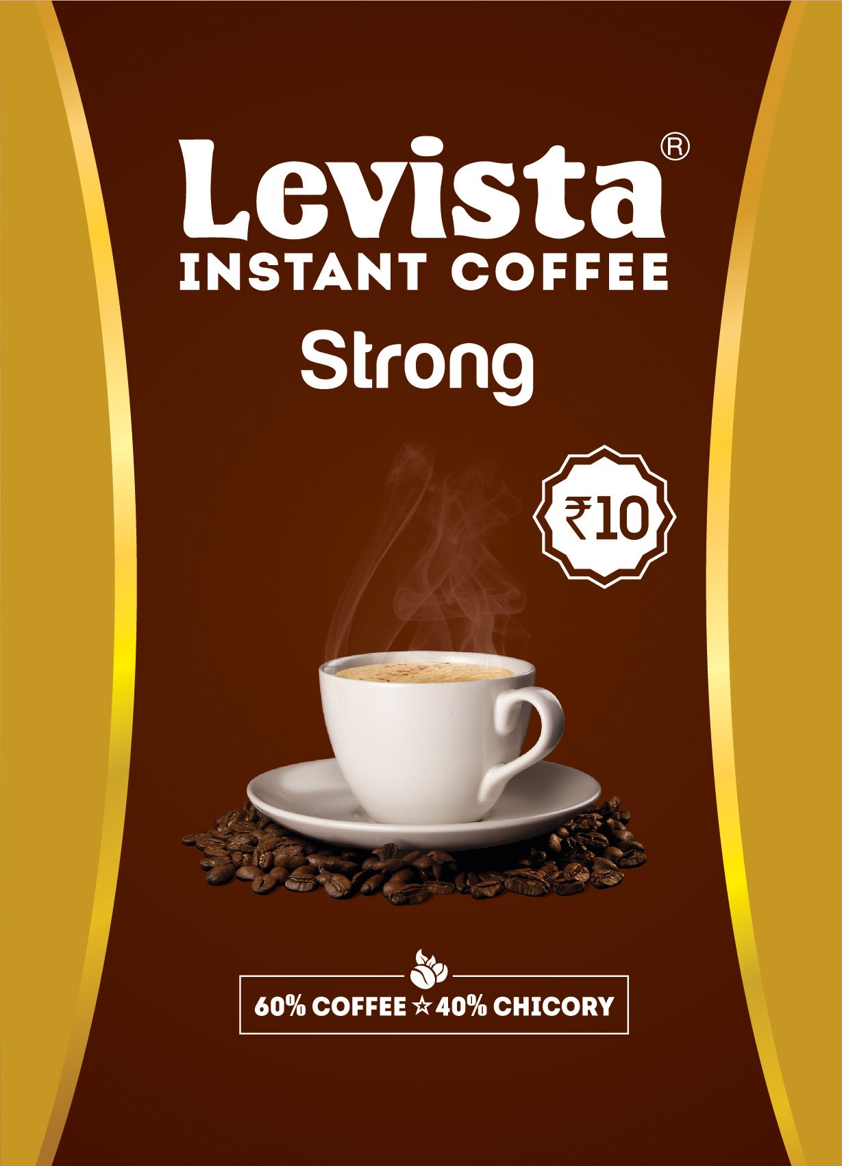 Levista 60% Coffee 40% Chicory Instant Coffee Powder Sachet - Strong, 9g (60% Coffee & 40% Chicory)