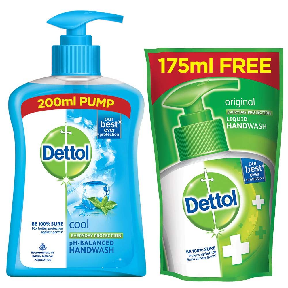 Dettol Hand Wash - Cool, 200ml (175ml Refill Pouch Free)