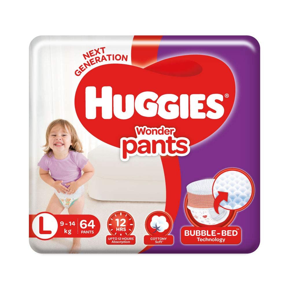 Huggies Bubble Wala Wonder Pants - L, 64pc (9-14kg)