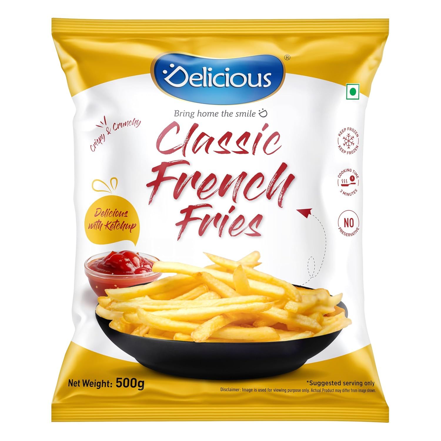 Delicious Classic French Fries Pouch, 500g