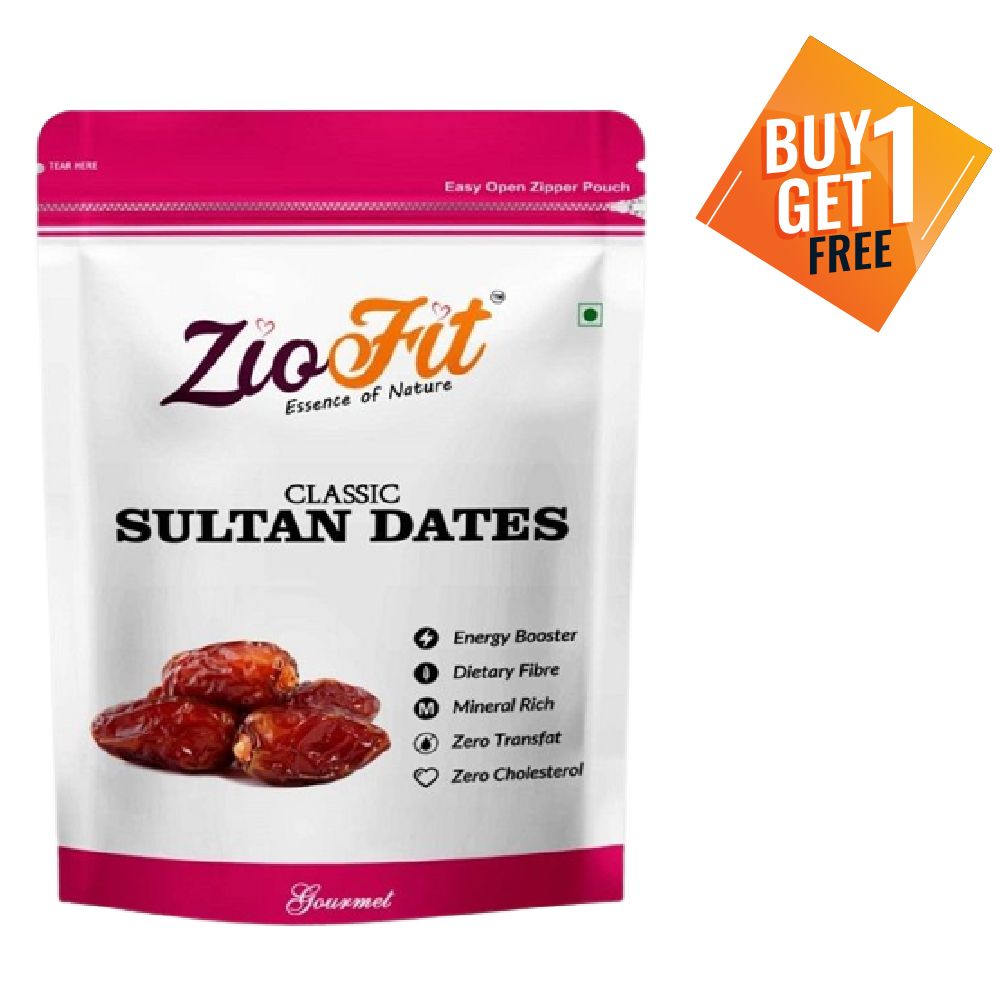 Ziofit Dry Fruits - Classic Sultan Dates, 500g (Buy 1 Get 1 Free)