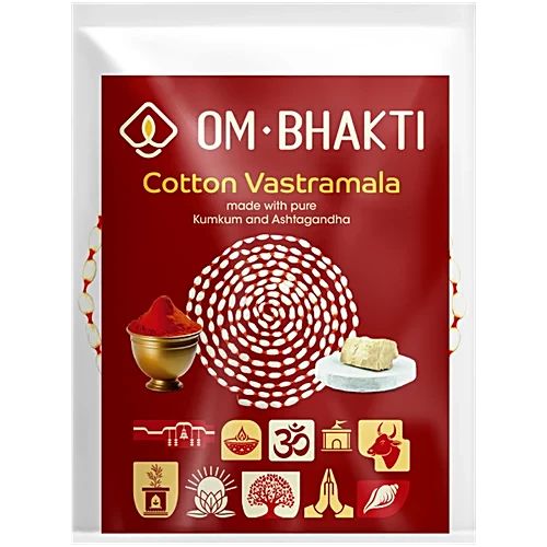 Om Bhakti Cotton Vastra Mala - Kumkum & Ashtagandha, 2mtr
