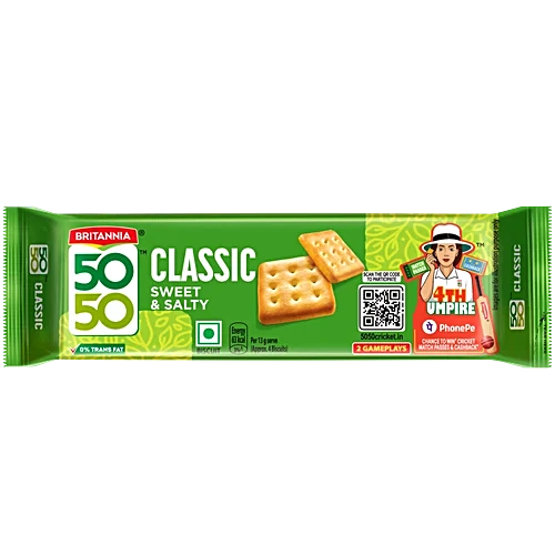 Britannia 50-50 Classic Biscuit - Sweet & Salty, 62.8g