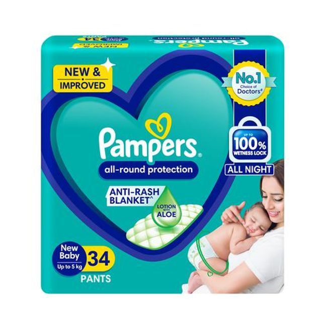 Pampers All Round Protection Baby Diaper Pants - New Born, 34pc